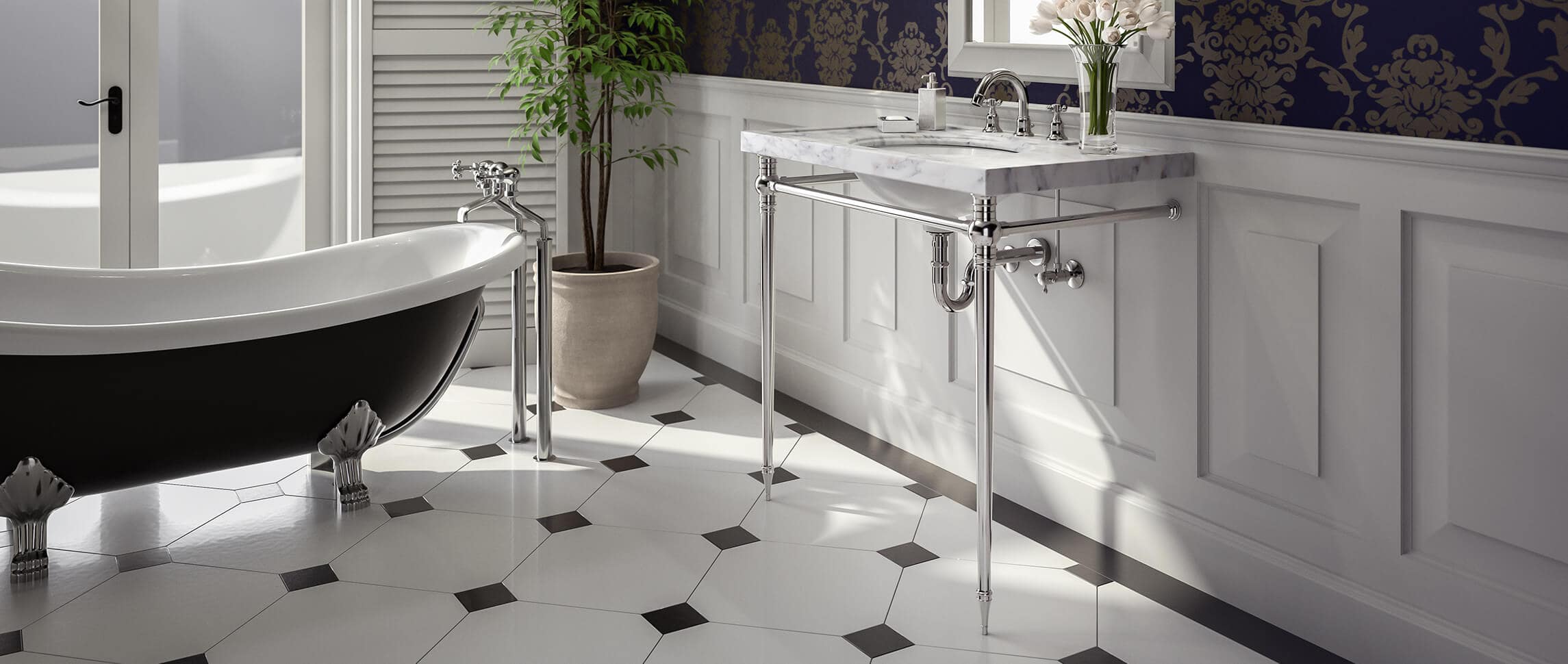 Kingston style vanity sink legs in elegant bathroom