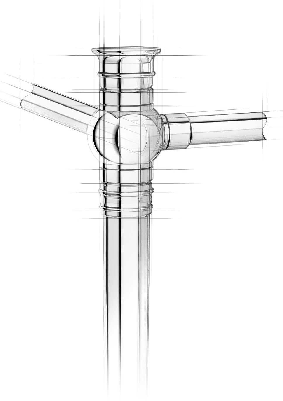 Architectural sketch of a Kingston style Vanity Washstand corner detail