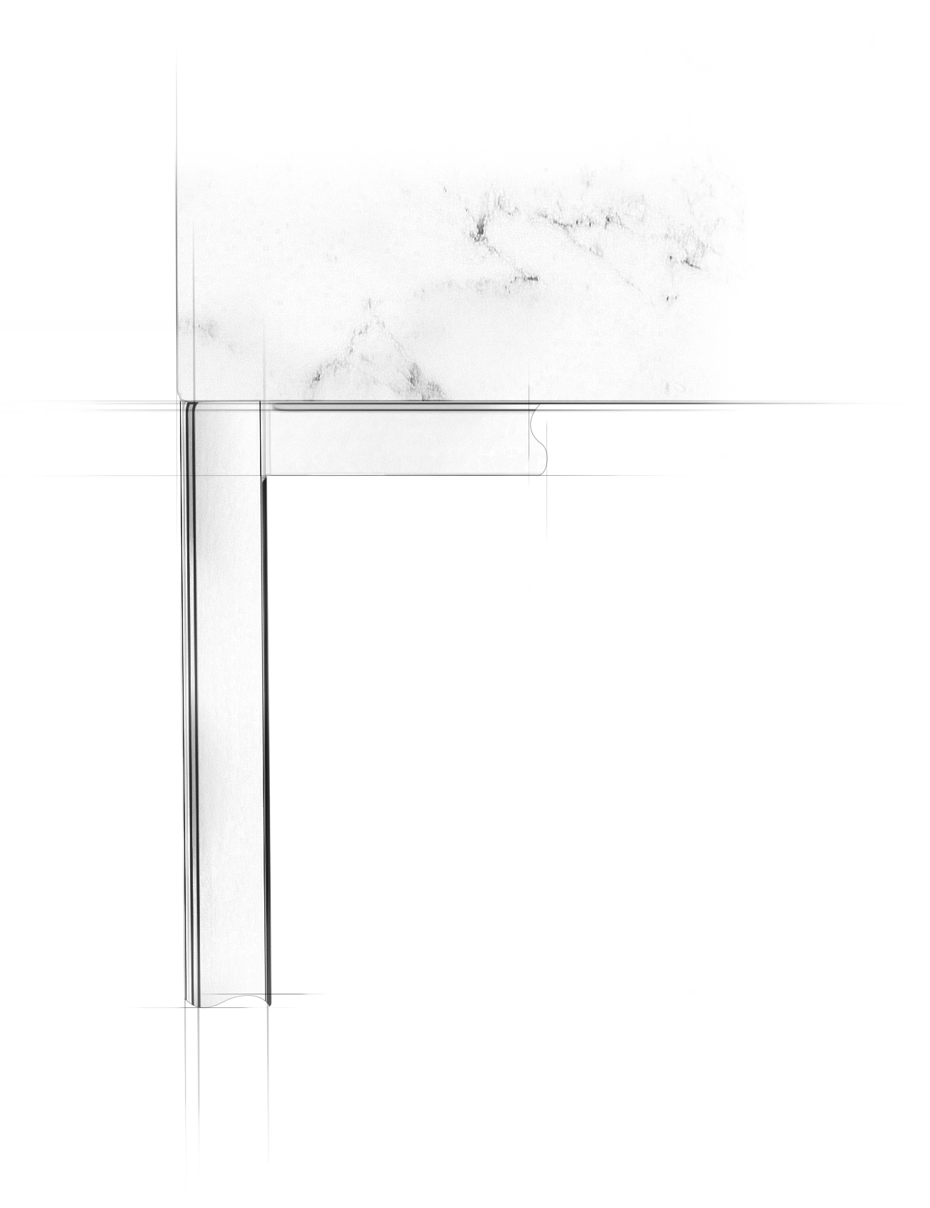 Architectural sketch of a Linear Vanity Leg System detail
