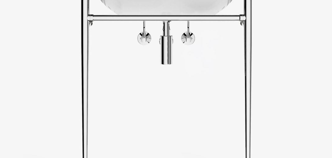 Minimal style Vanity Leg System in polished nickel
