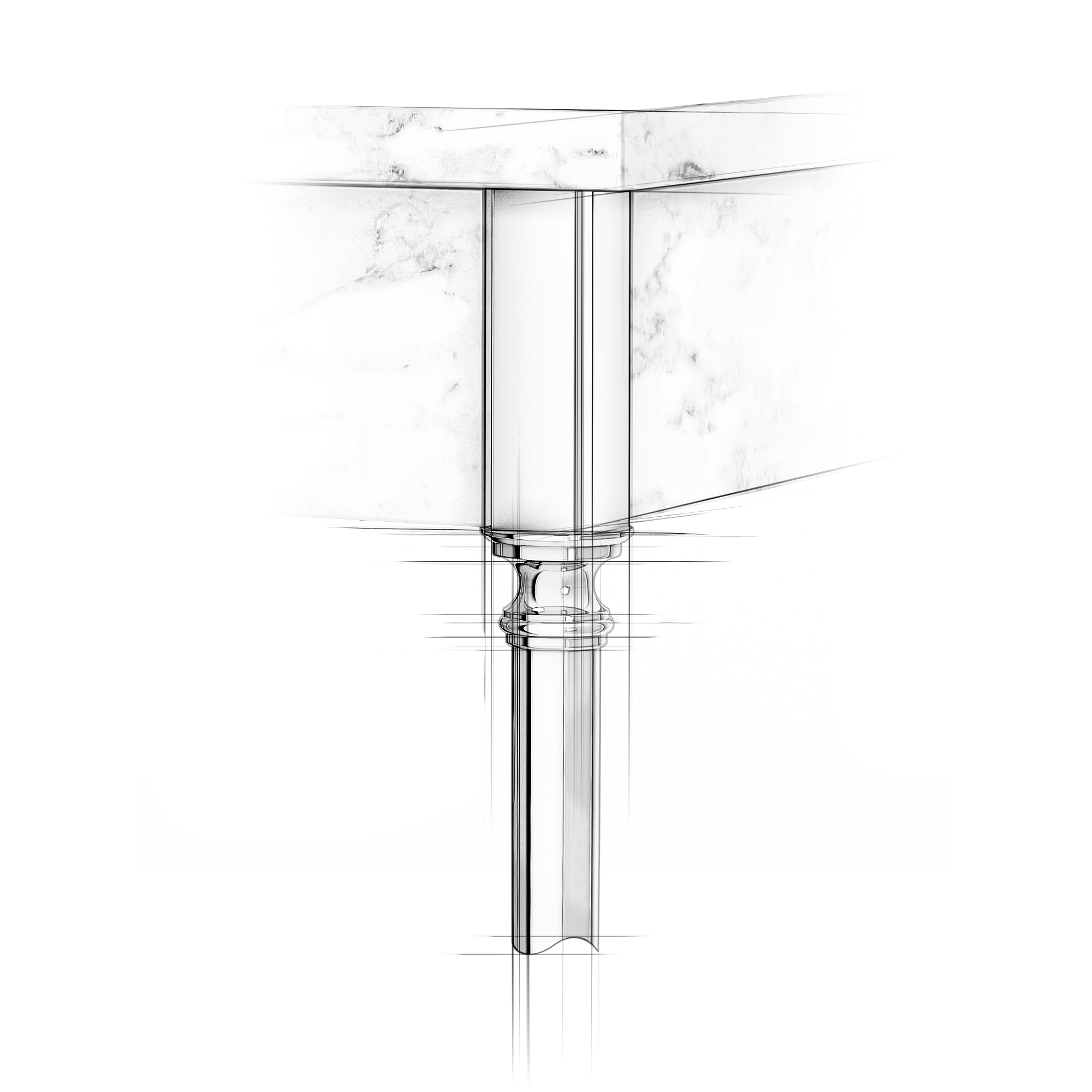Architectural sketch of a Providence style Vanity Leg System corner