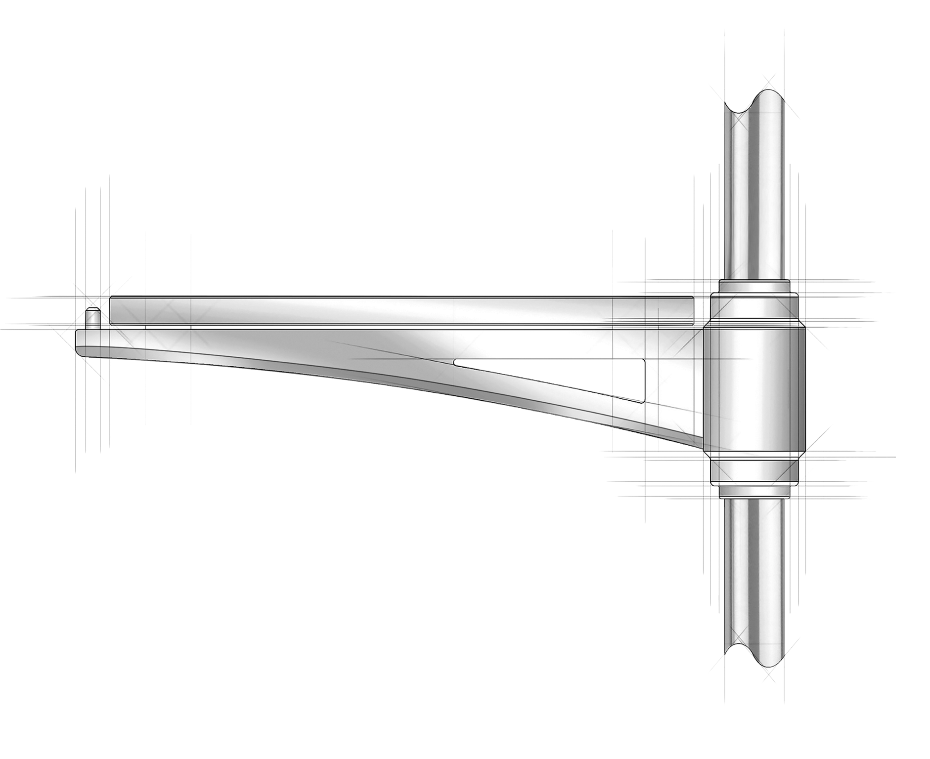 Architectural sketch of Rack style Cantilever Designer Shelving