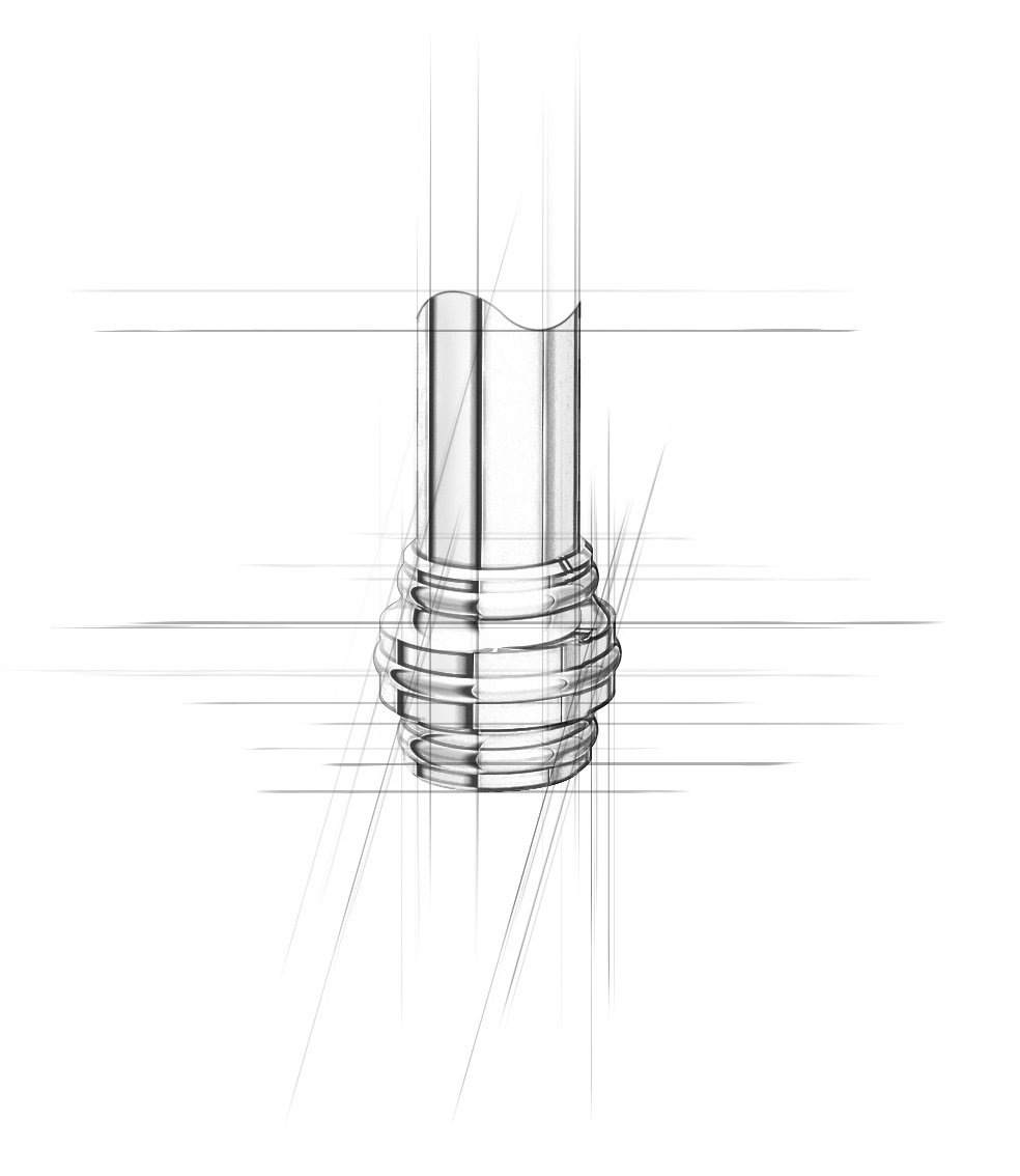 Architectural sketch of a Decorative style foot for a Vanity Leg System