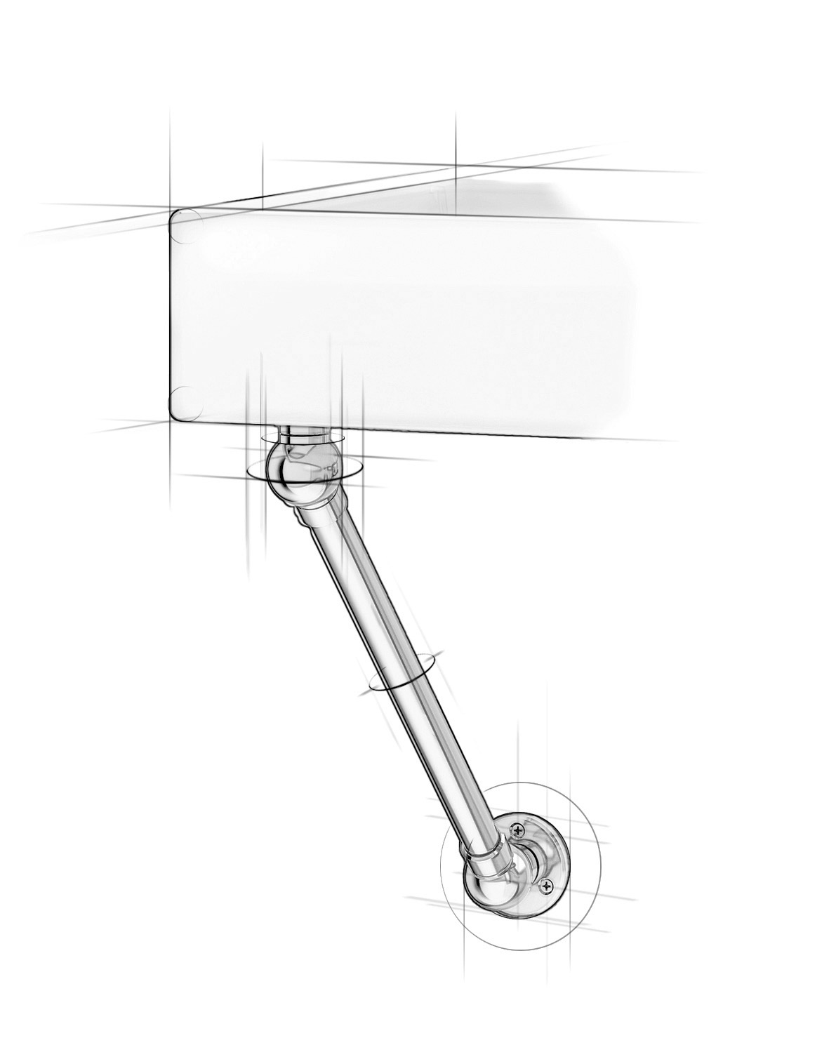 Architectural sketch of the Signature style Vanity wall mount bracket