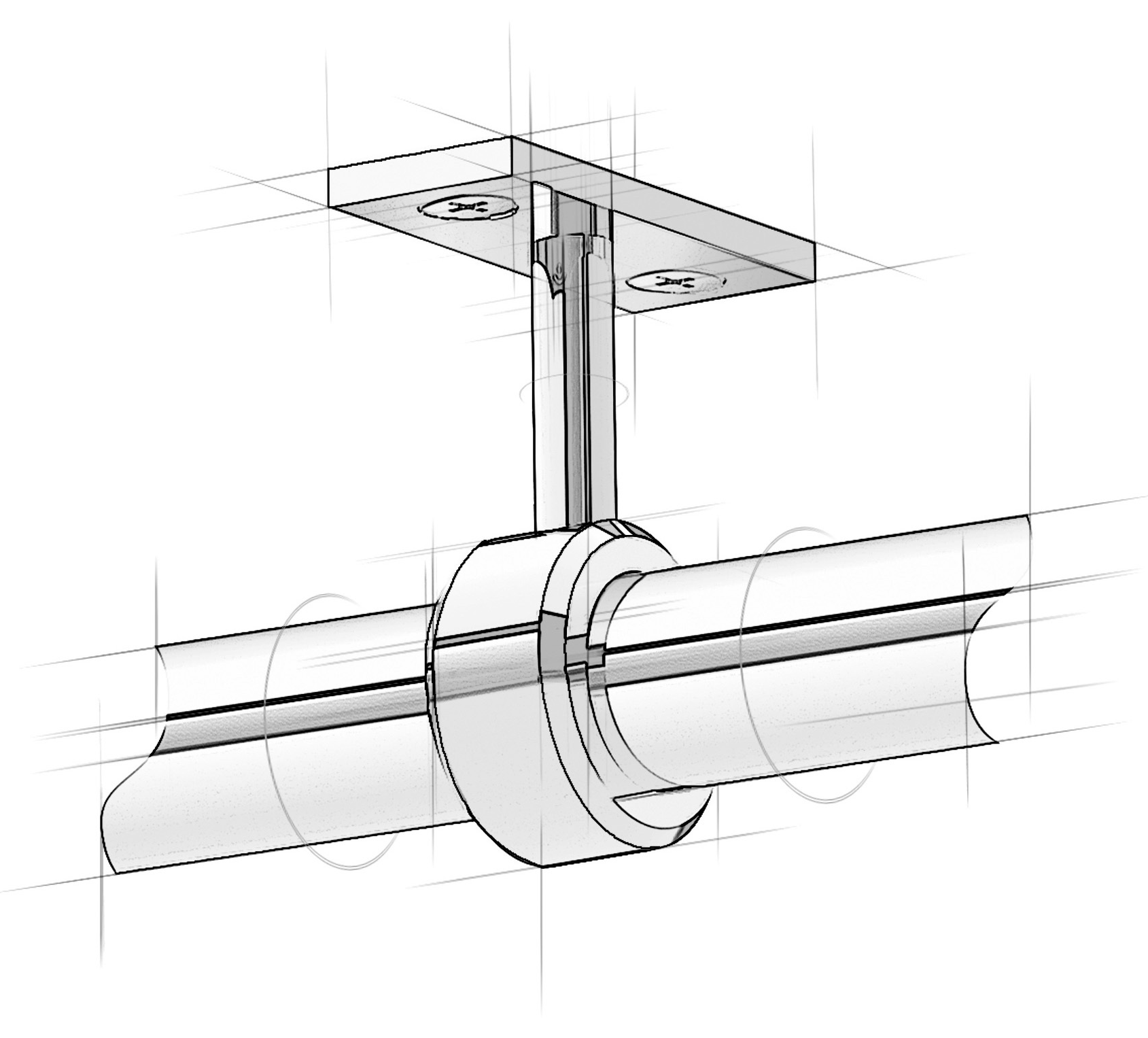 Architectural sketch of a Closet Rod Center Support