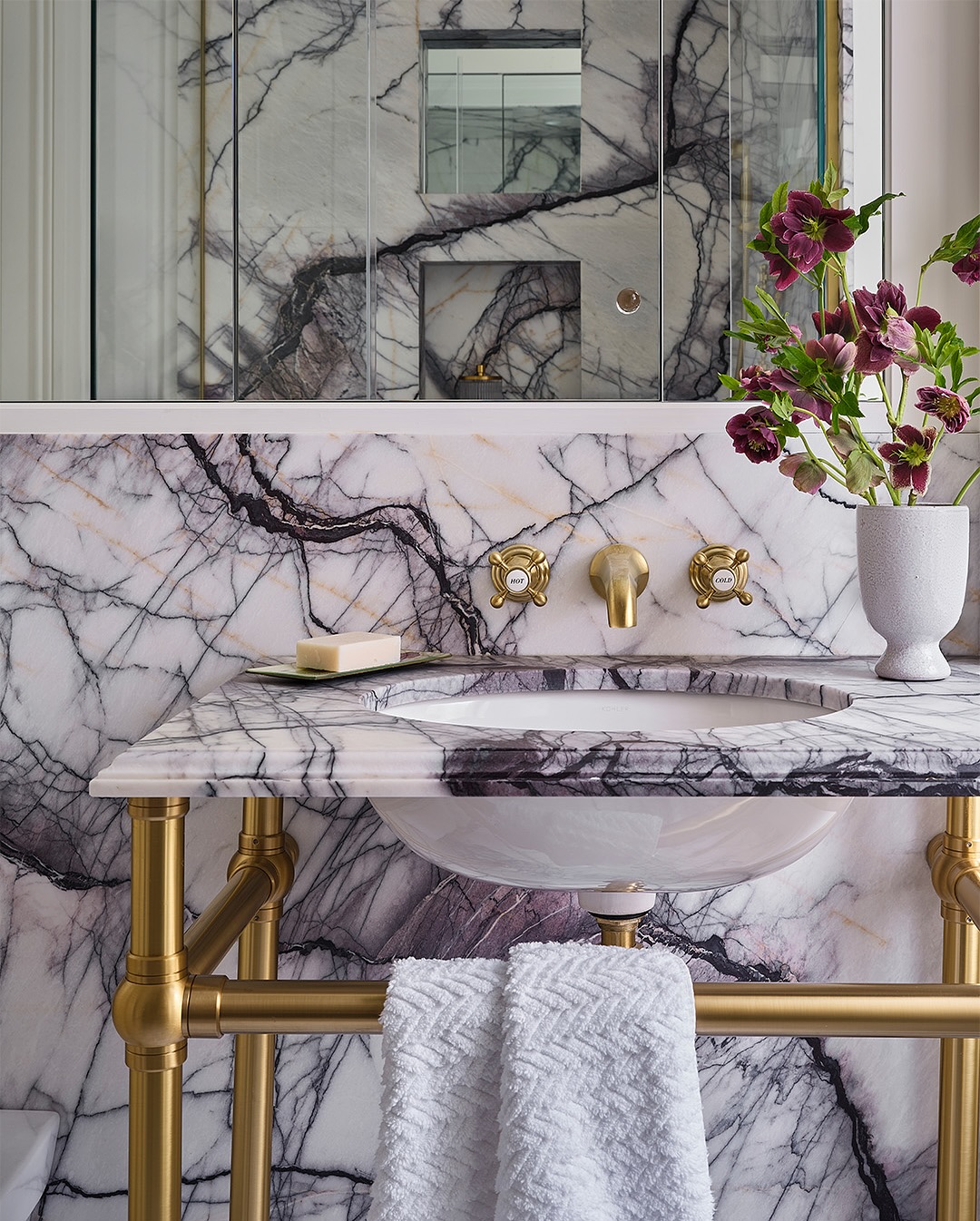 Classic Ball style Vanity Leg system with amazing marble top