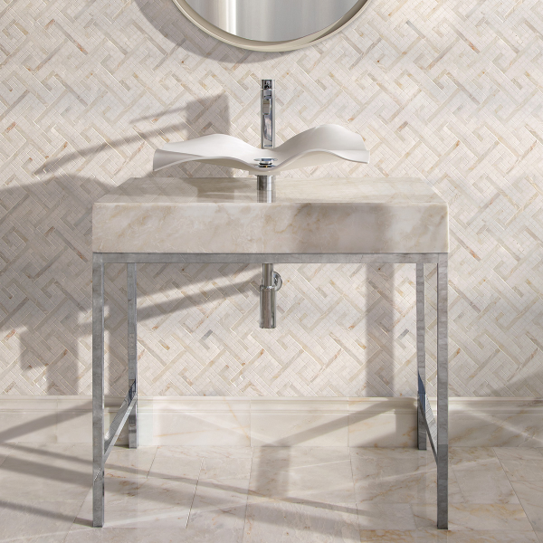 Linear style Vanity Leg Console in polished chrome