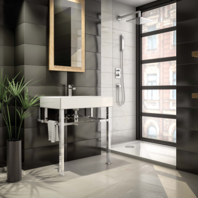 Square style Vanity Washstand in polished chrome