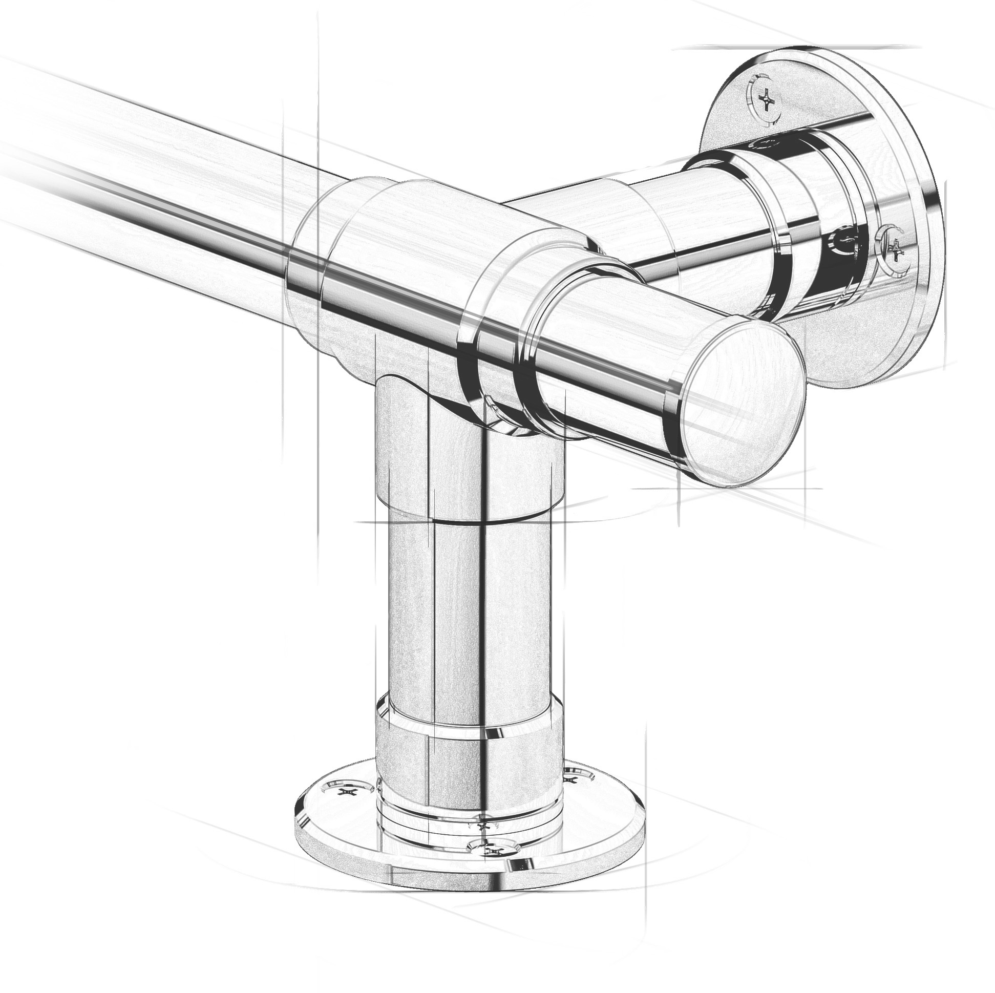 Architectural sketch of a Studio style Foot Rail