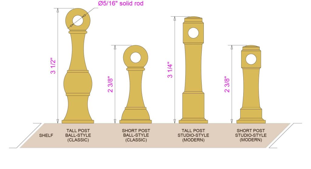 Gallery Rail Posts sizes compared