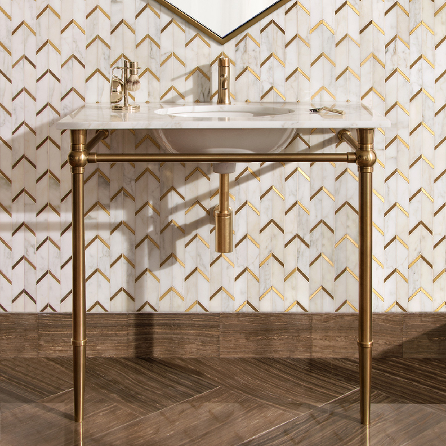 A Modern style Vanity in aged brass