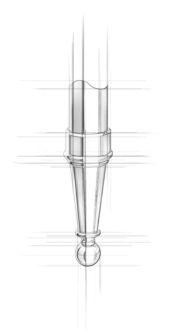 Architectural sketch of a Tapered Foot style Furniture Foot