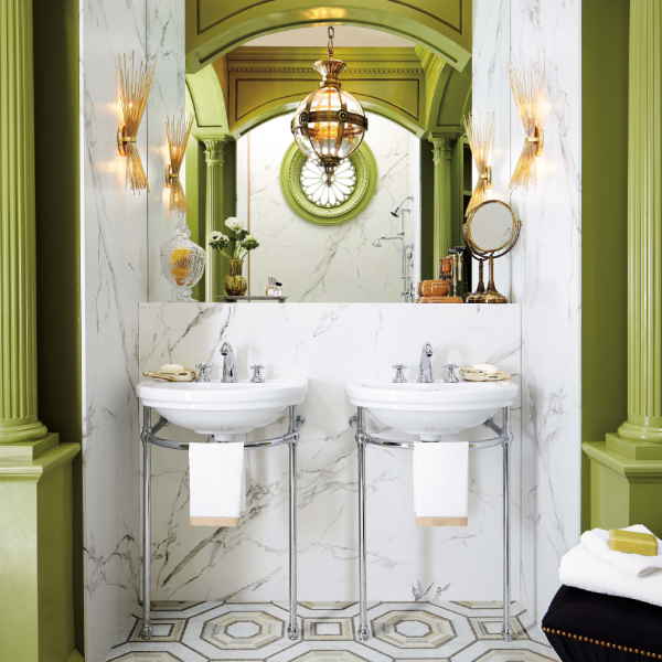 His & Hers matching Petite Renaissance style Washstands in polished nickel