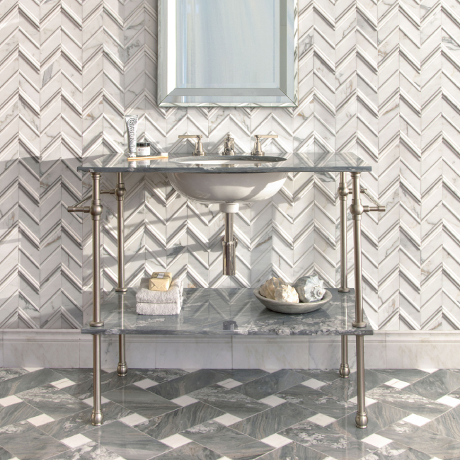 A Victorian style Vanity Leg System in satin nickel