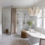 Ceiling & wall mounted Ball style Shower Curtain Rod in aged Brass