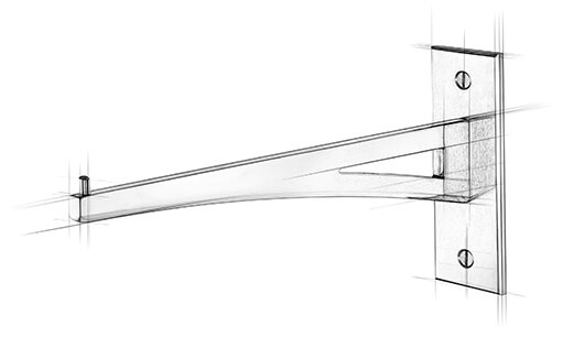 Architectural sketch of a Rack style Cantilever Shelving Bracket