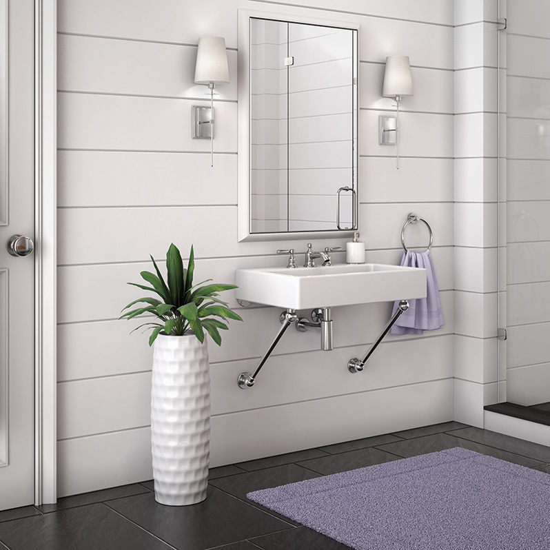 Signature style wall-mounted Vanity system in polished chrome