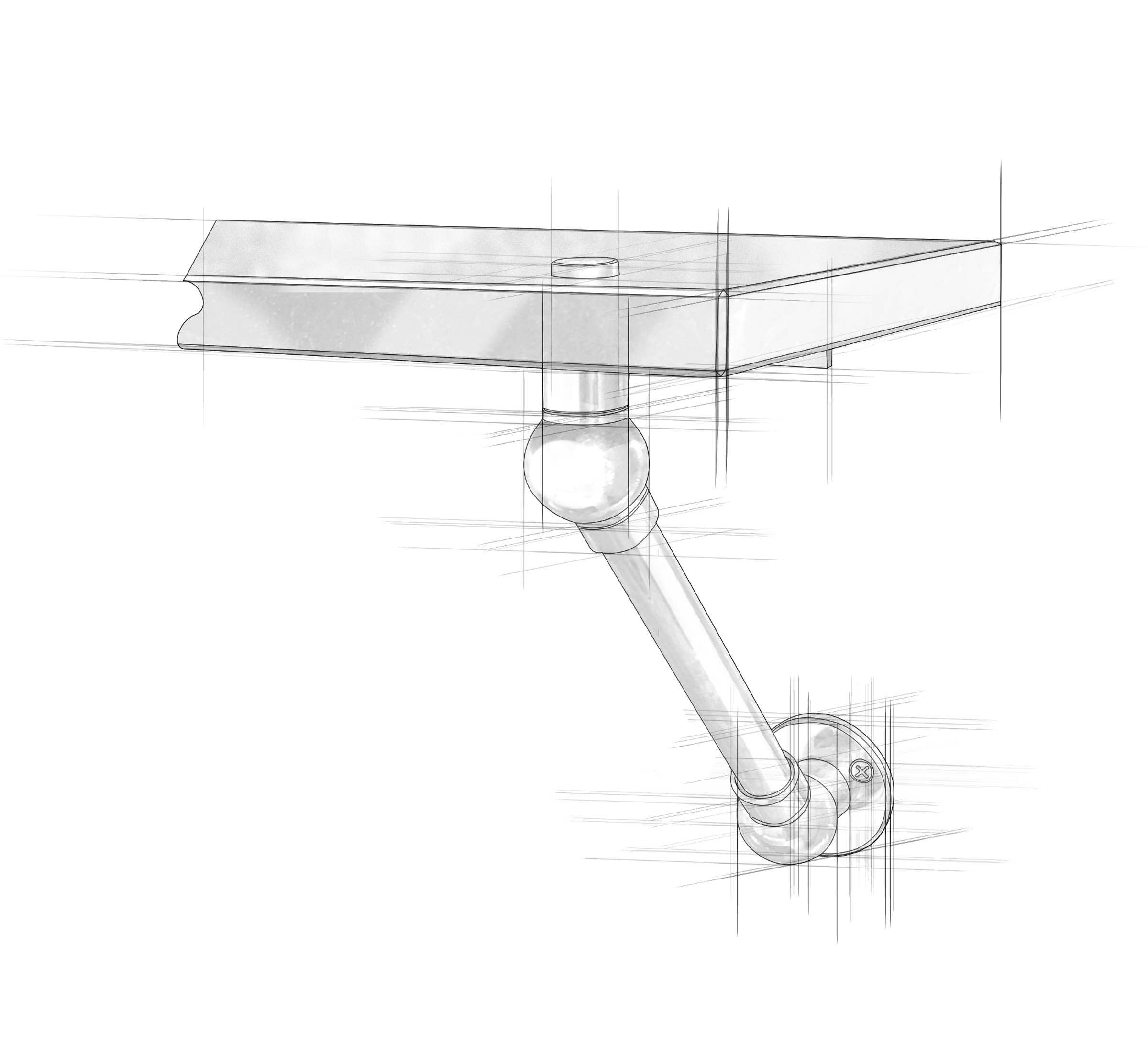 An architectural sketch of the Signature style Bracket Designer Shelving support