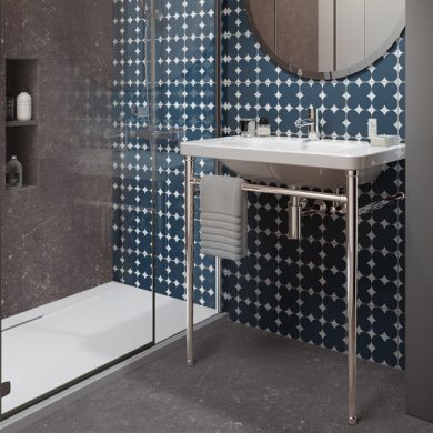 Minimal style Vanity Leg System in polished chrome