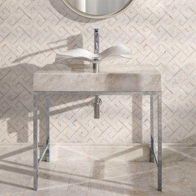 Linear style Vanity Leg System in polished nickel