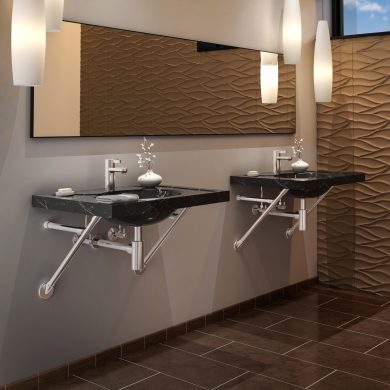 a pair of Apex wall-mounted Vanities in polished chrome