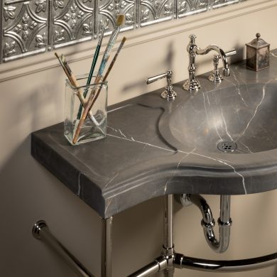 Renaissance style Vanity in polished nickel