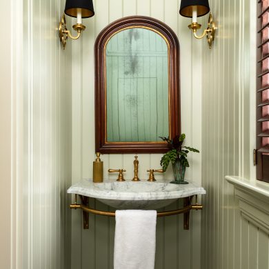 Regency style wall-mounted Vanity in aged brass