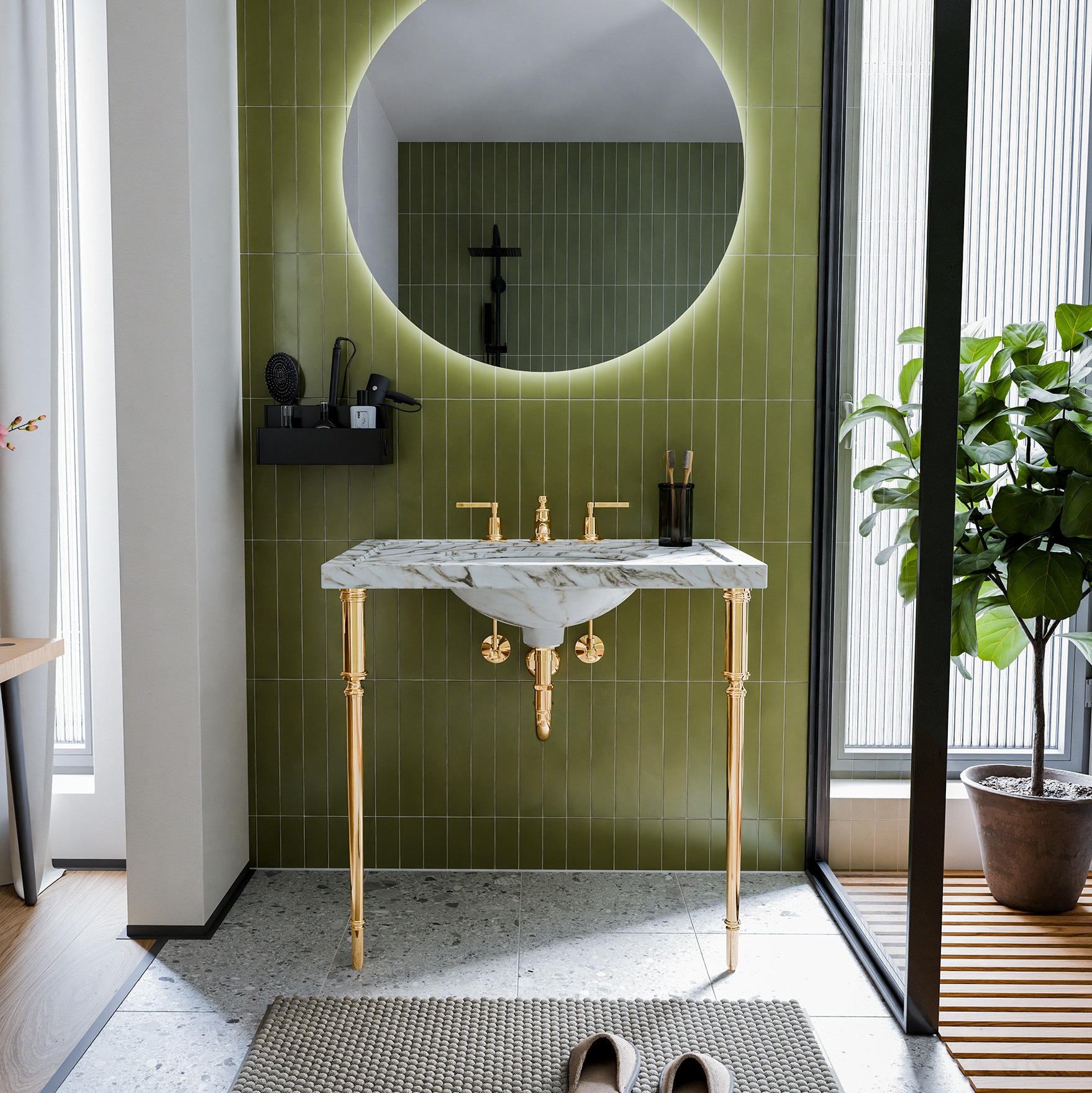 Embry style Vanity Sink Legs in polished brass