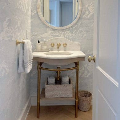 Jamestown style Vanity Leg System in aged brass