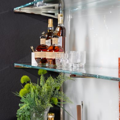 Rack style Cantilever Shelving with Open style Rack Arms in polished chrome