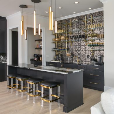 Rack style Cantilever Shelving featuring Studio style wall mounts, solid style Rack Arms, and Button style Finials with rings.