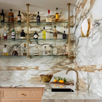Ceiling & Wall mounted Ball Style Bistro Designer Shelving with glass shelves