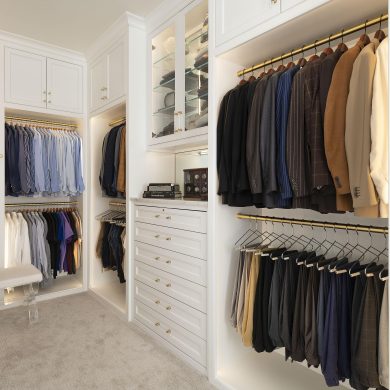 Concealed-Screw mounted Closet Rods in polished brass