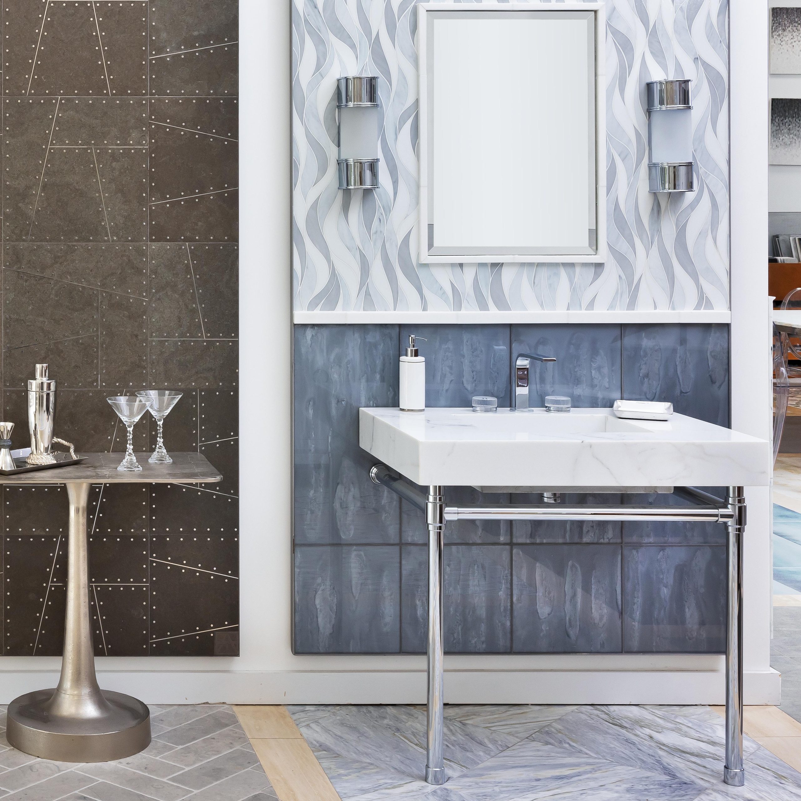 Studio style Vanity Leg System in polished chrome