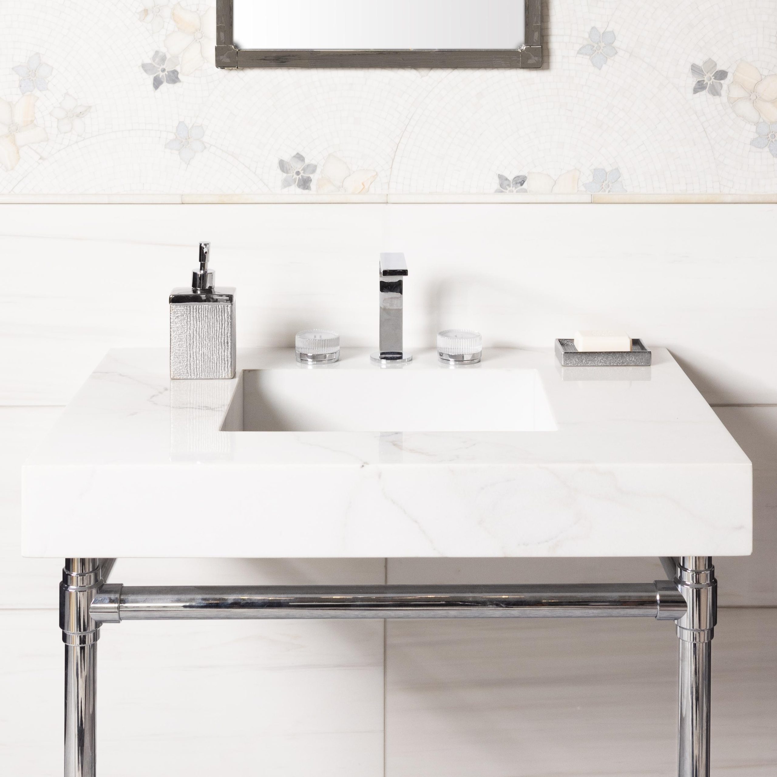 Studio style Vanity Leg System in polished chrome
