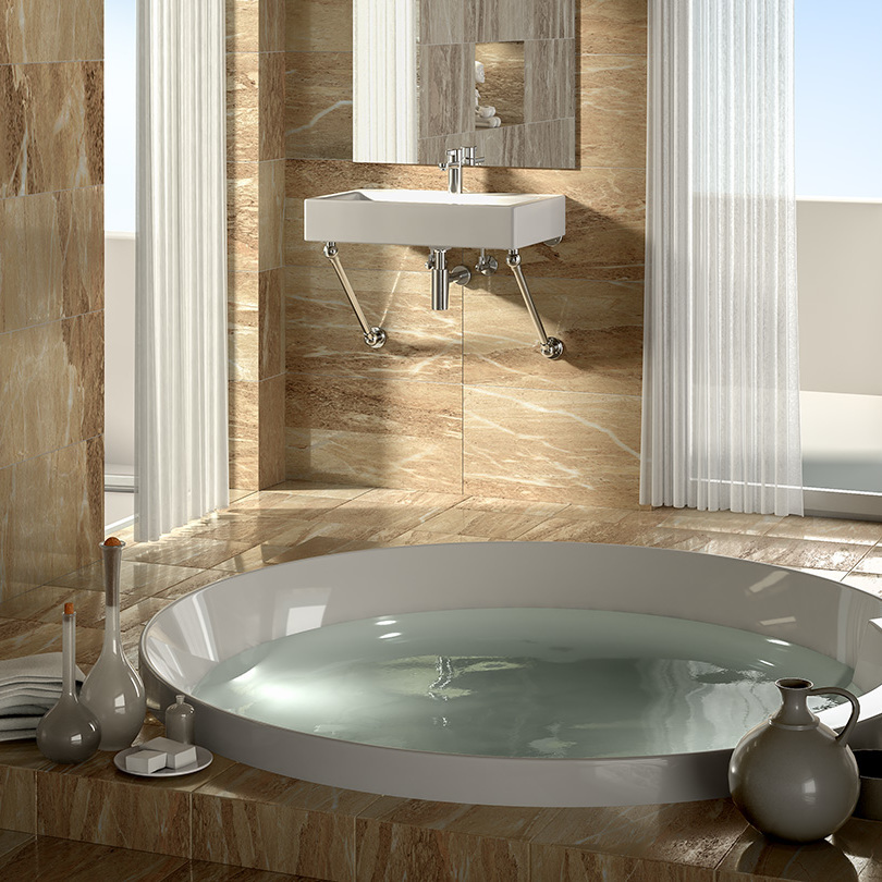 Signature style wall-mounted Vanity on polished chrome