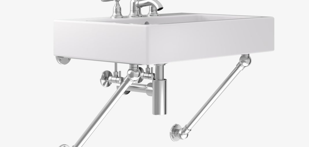Signature style wall-mounted Vanity System in polished chrome