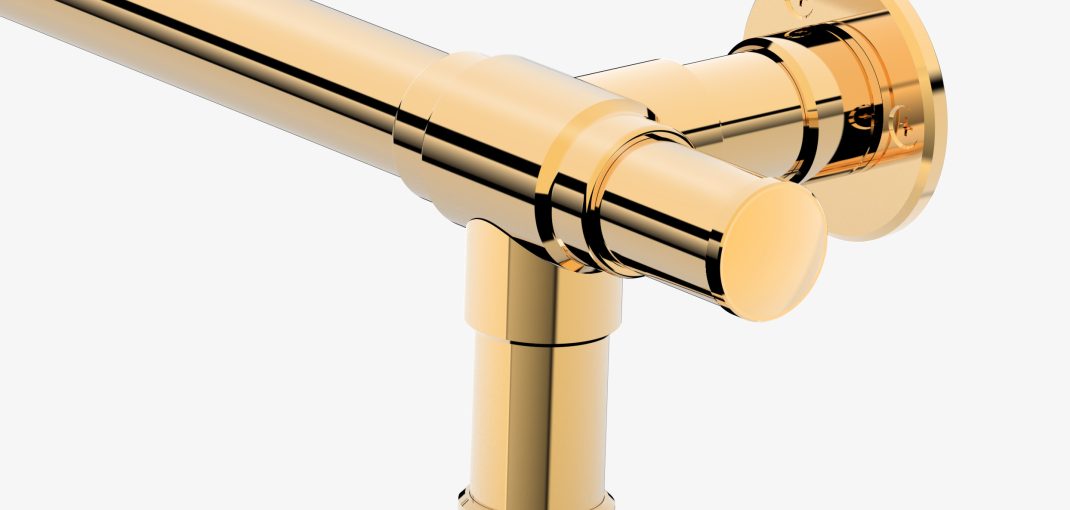Floor & Wall mounted Studio style Foot Rail with Button style end cap