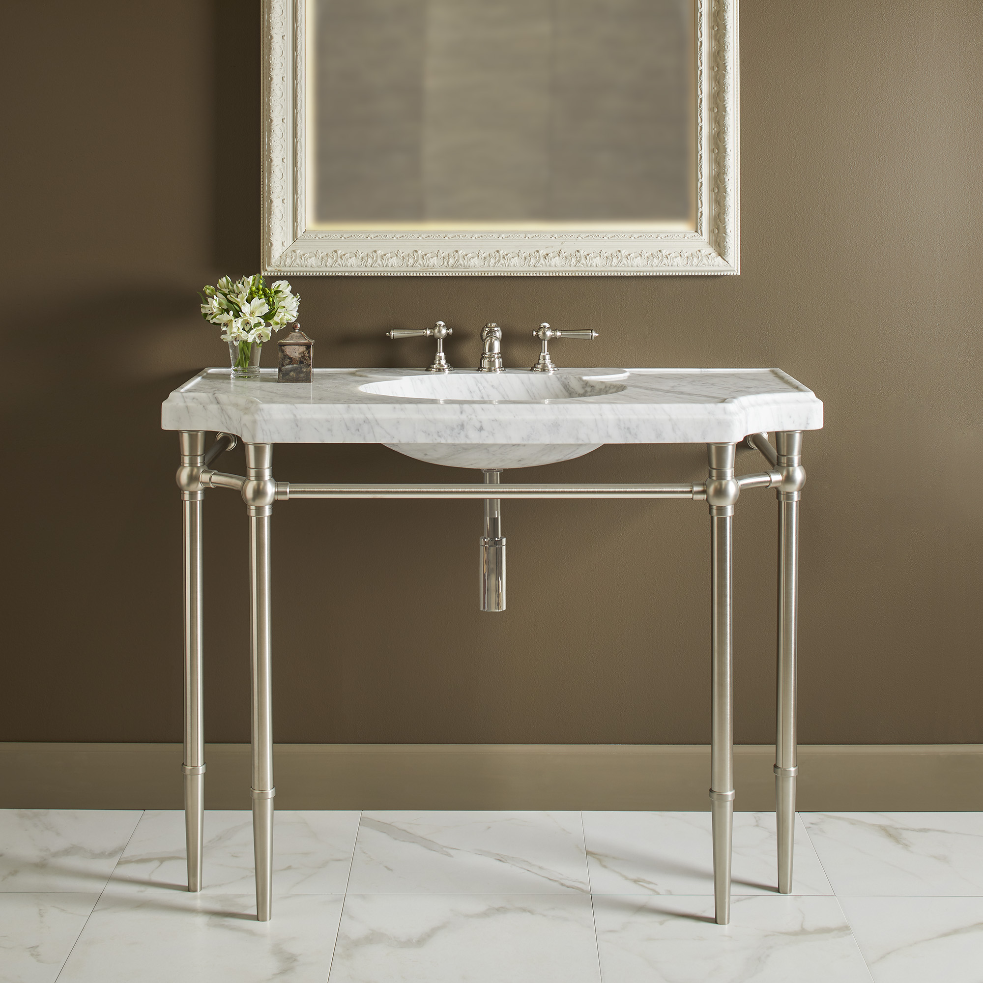 Satin Finished Franklin style Vanity Leg Console
