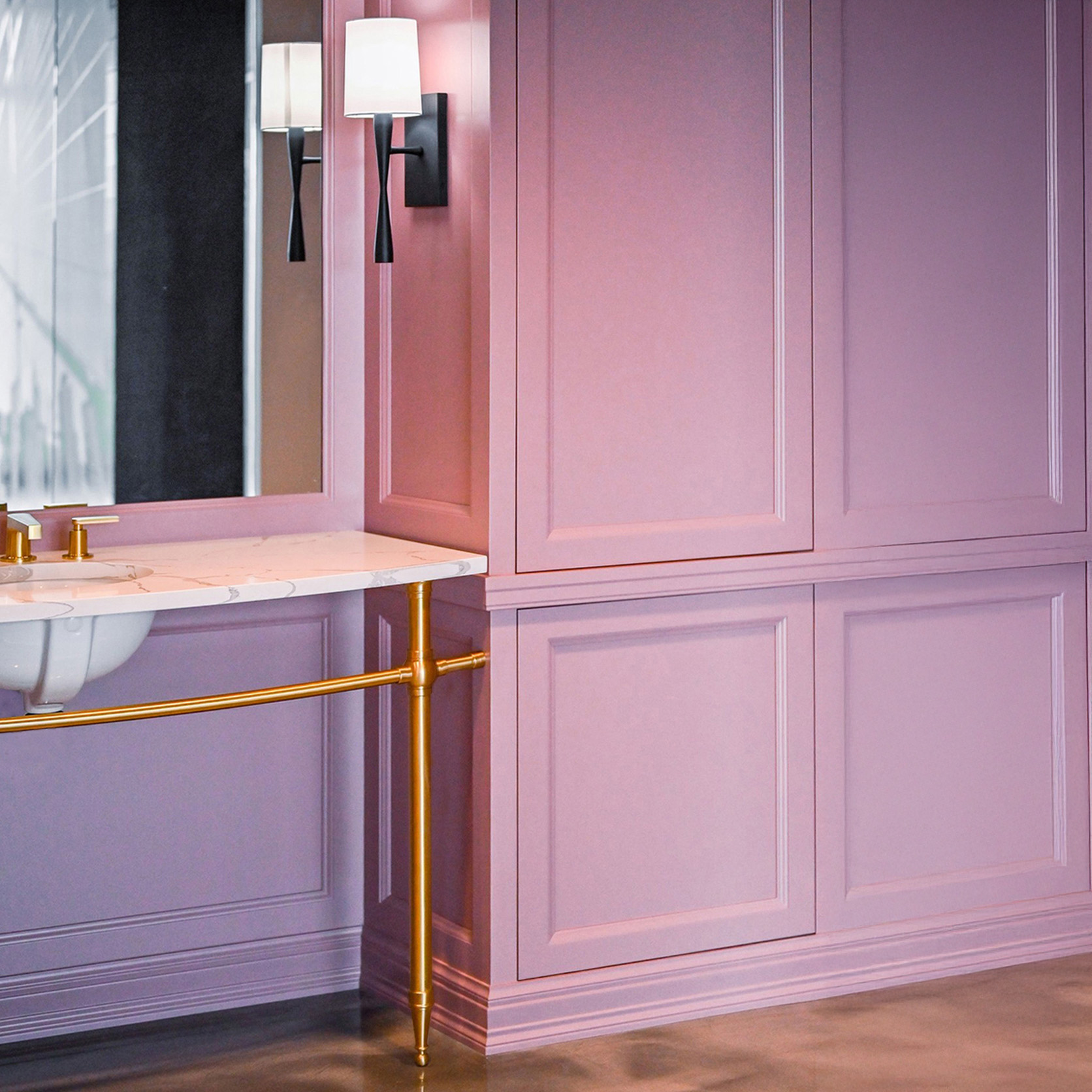 Tapered Foot style Vanity Leg System in satin brass