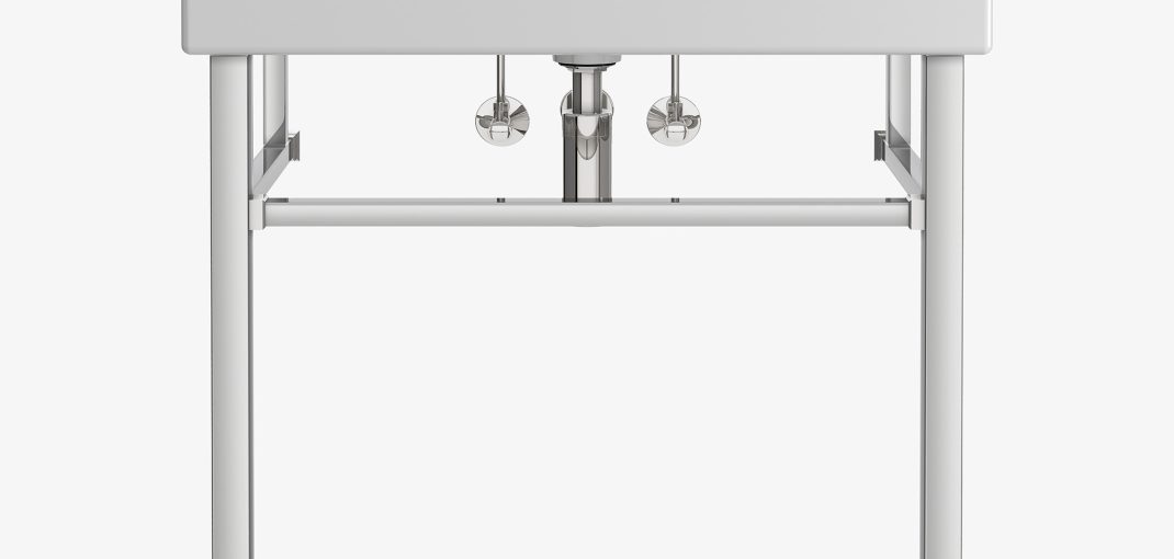 Square style Vanity Leg System in polished nickel
