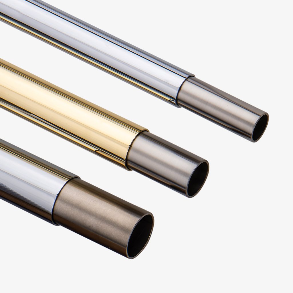 Closet Rod tubing with Stainless Steel reinforcing sleeving in 1-1/2", 1-14" and 1" diameter tubing