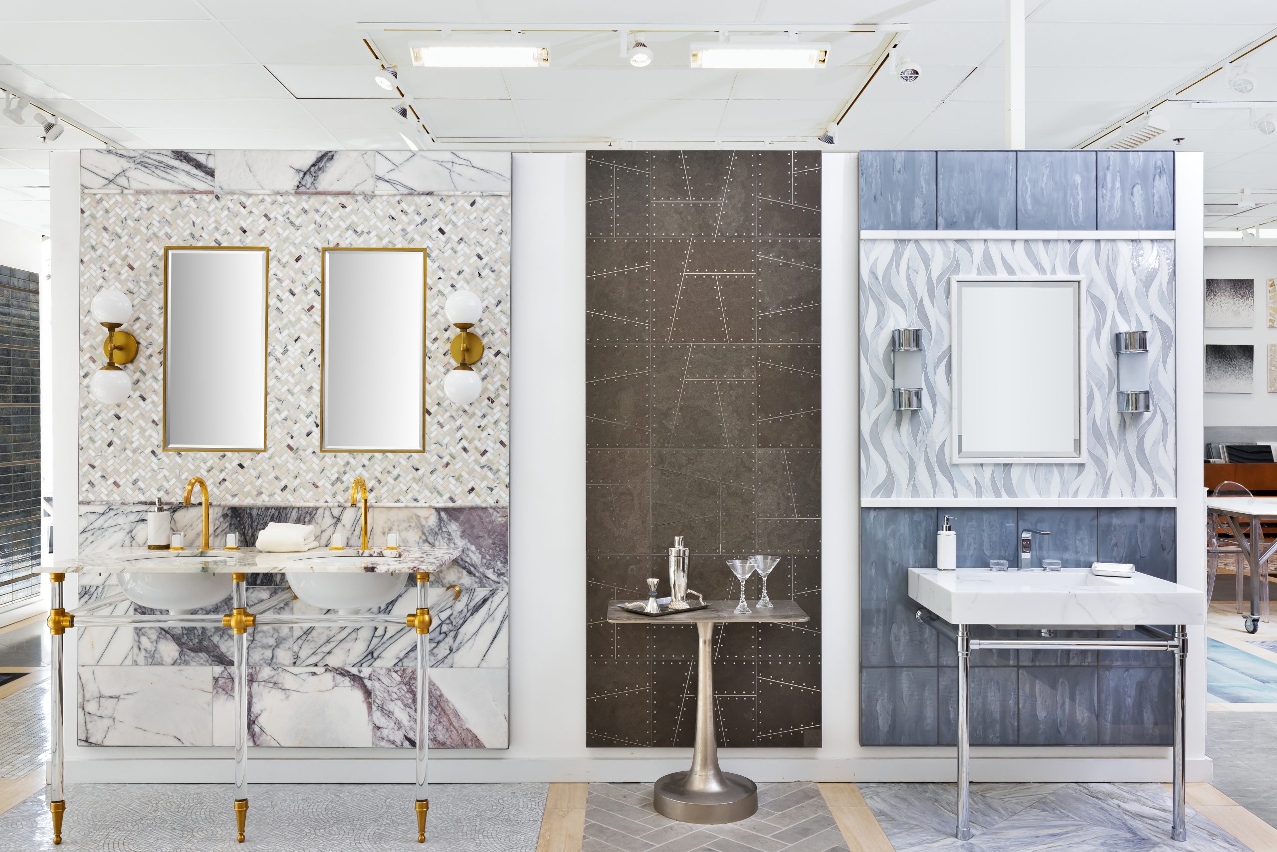 Showroom featuring Palmer Studio and Tapered Foot style Vanities