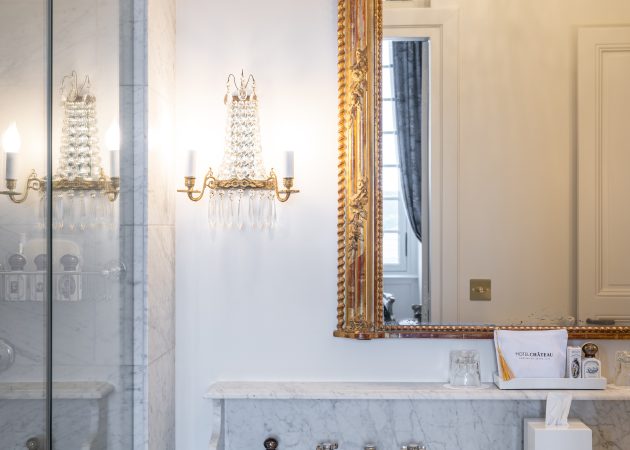 Westport Vanity Sink Legs in bathroom at Hotel Chateau