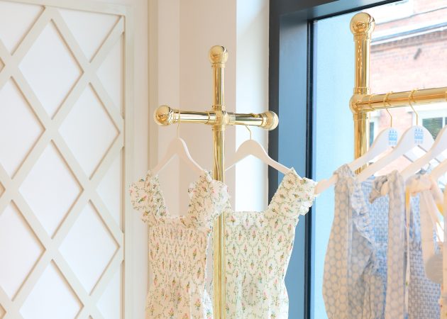 Custom Ball Style Retail Clothing Display Rack in polished brass